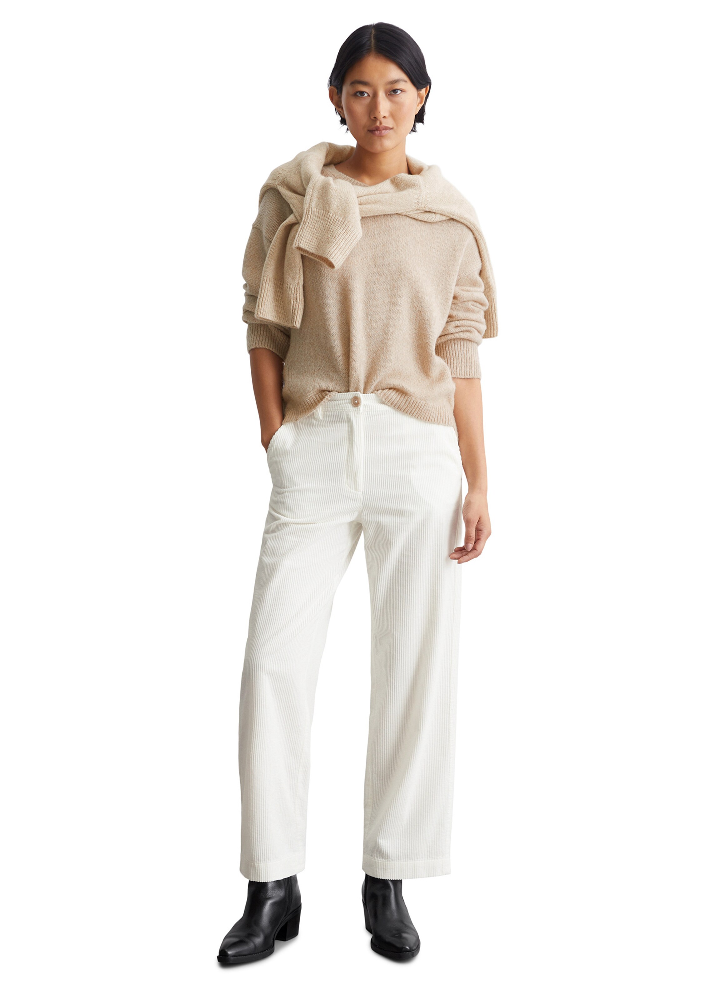 Marc O'Polo Loose fit Trousers 'Lande' in White