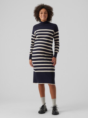 Vero Moda Maternity Gebreide jurk 'Happiness' in Blauw: voorkant