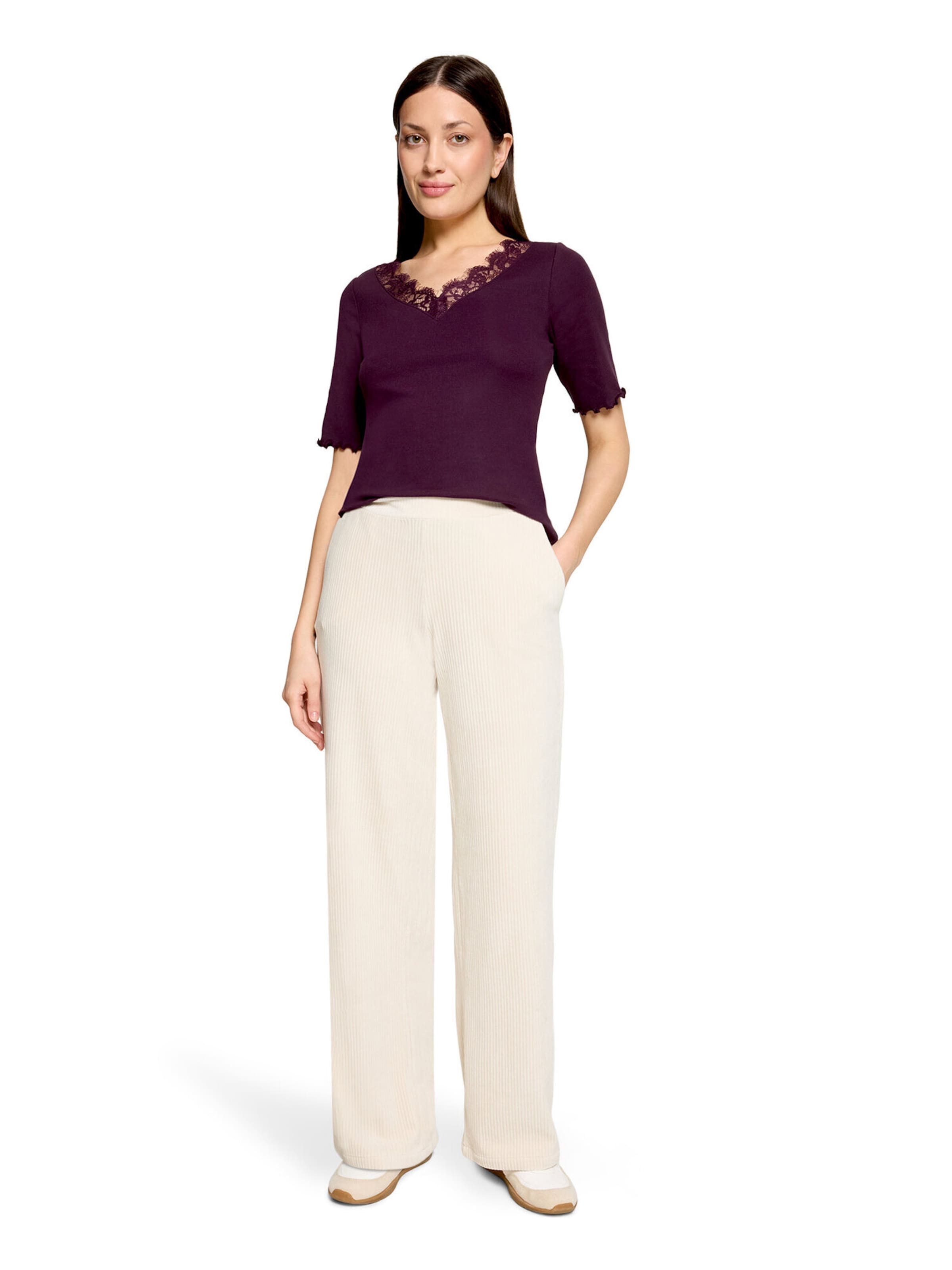Cartoon Loosefit Palazzo-Hose mit Gummizug in Beige
