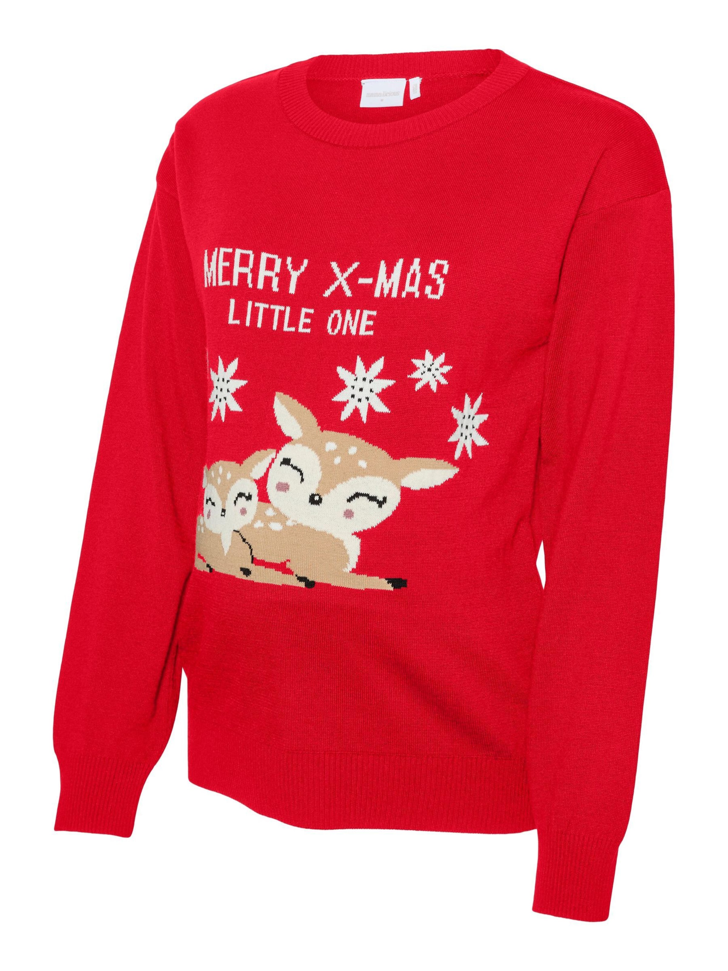 MAMALICIOUS Sweter 'MLROSALINA' w kolorze czerwony: przód