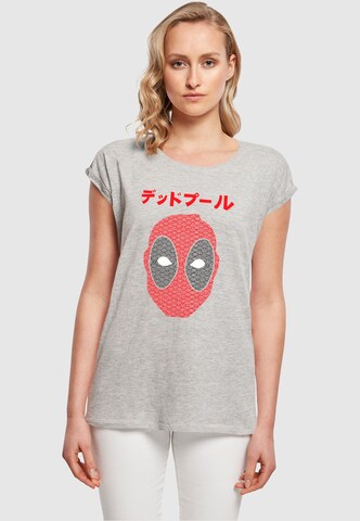 ABSOLUTE CULT T-Shirt 'Deadpool - Japanese Seigaiha Head' in Grau: predná strana