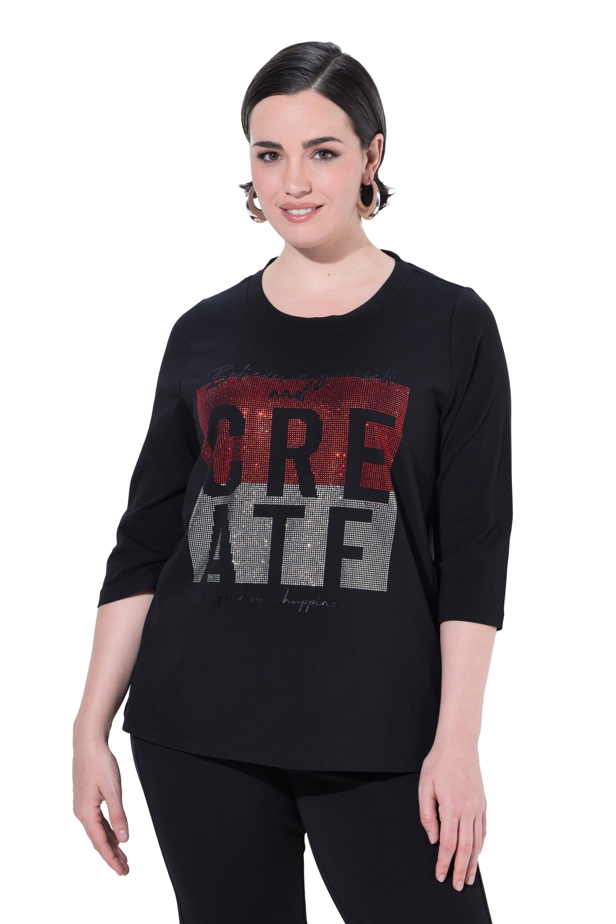 Ulla Popken Shirt in Zwart: voorkant