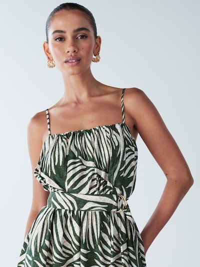 BWLDR Robe d’été 'Khyla' en mastic / vert foncé / blanc, Vue avec produit