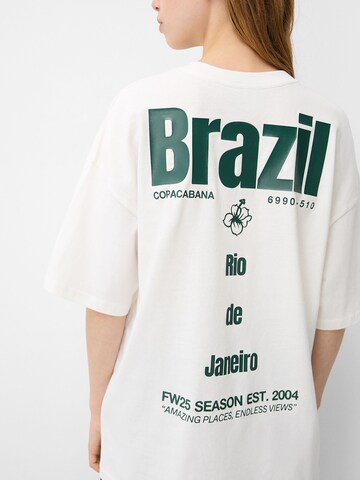 T-shirt 'BRAZIL' Bershka en blanc