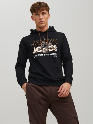 JACK & JONES Sweatshirt 'Hunt' in Zwart: voorkant