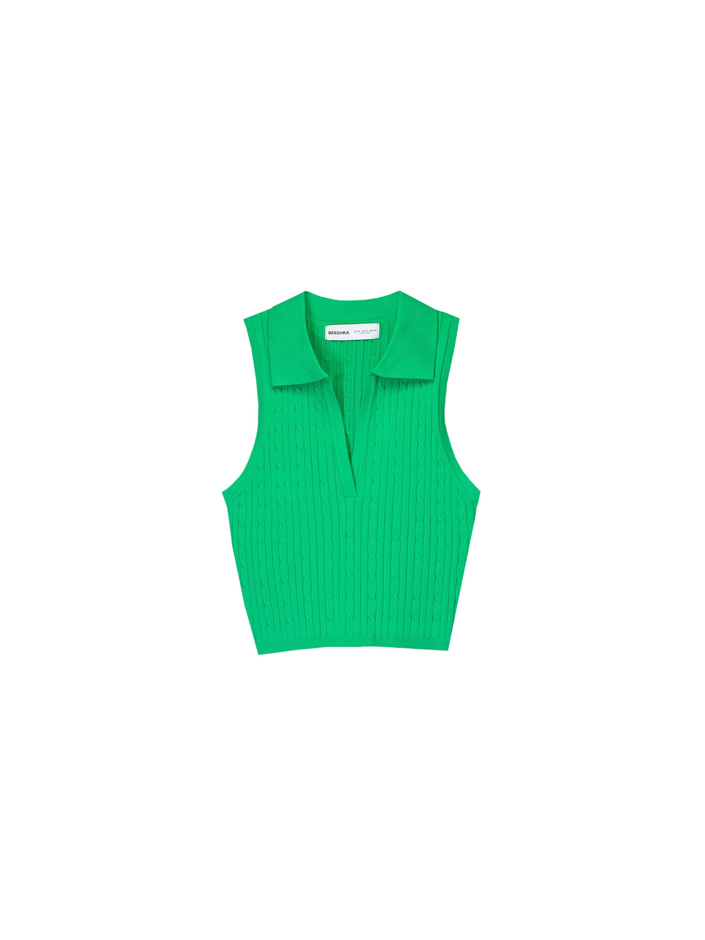 Top in maglia di Bershka in verde: frontale