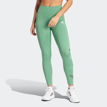 ADIDAS PERFORMANCE Skinny Workout Pants in Green: front