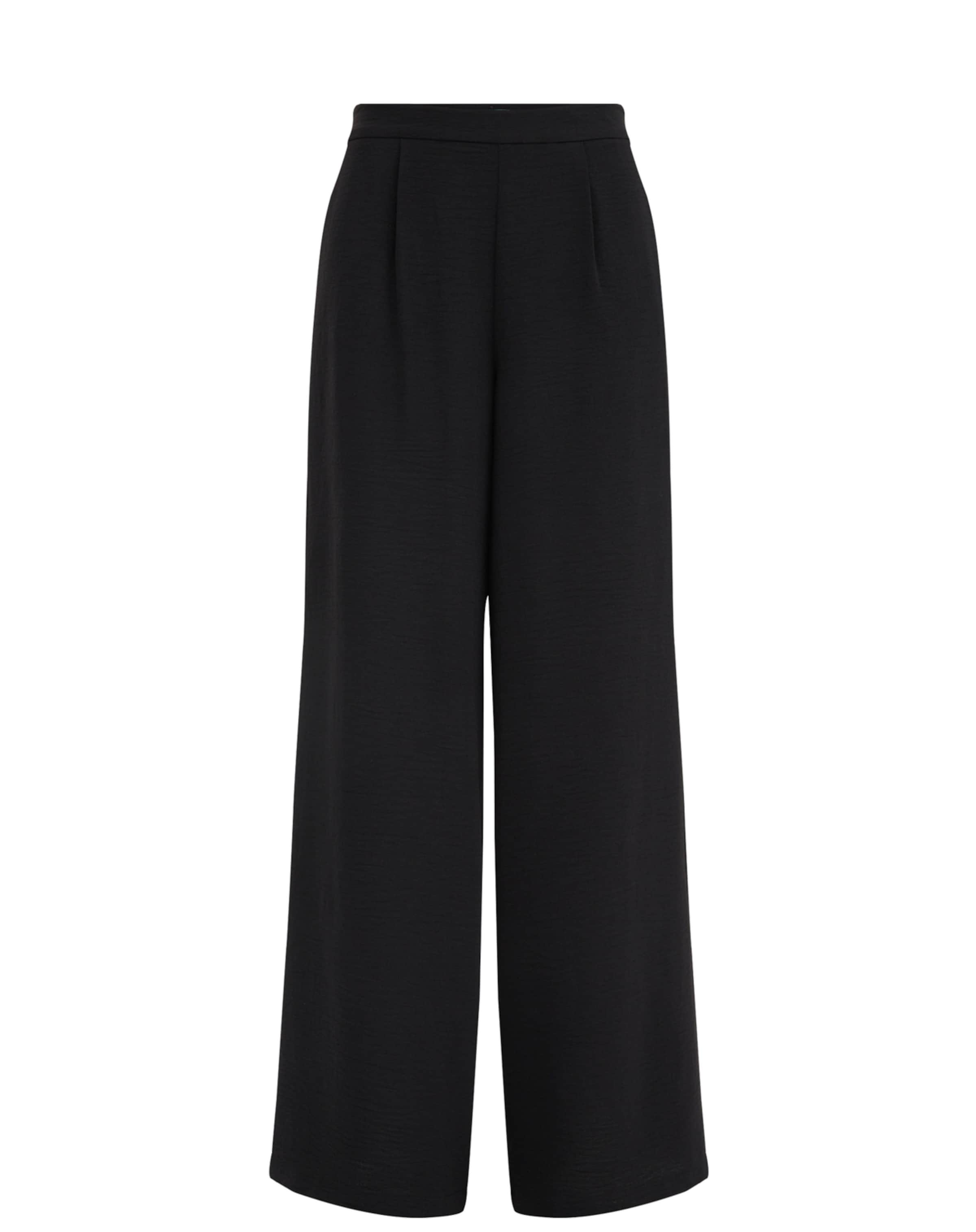 juoda WE Fashion Plačios klešnės Klostuotos kelnės: priekis