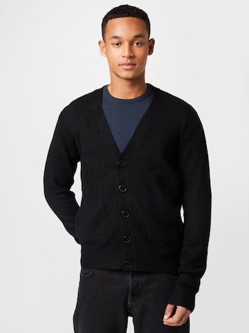 Urban Classics Knit Cardigan in Black: front