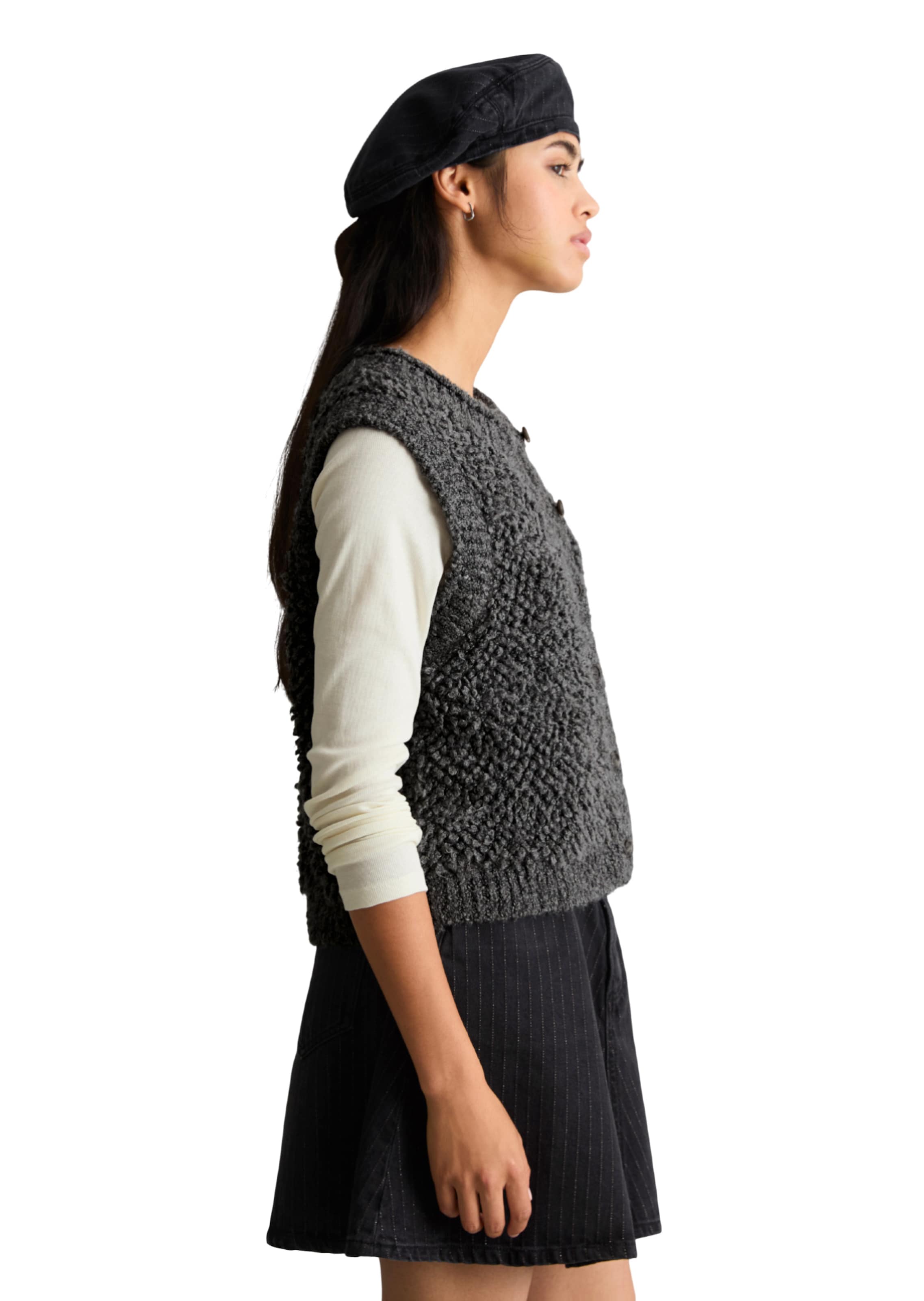 Marc O'Polo DENIM Gebreide bodywarmer in Grijs: zijkant