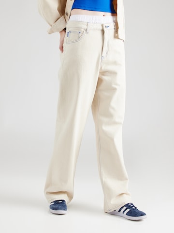 HUGO Blue Wide leg Jeans 'Leni_B' in Beige: voorkant