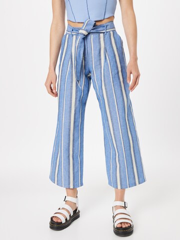 Smith&Soul Wide leg Pleat-front trousers in Blue: front