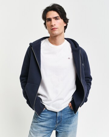 GANT Zip-Up Hoodie in Blue: front