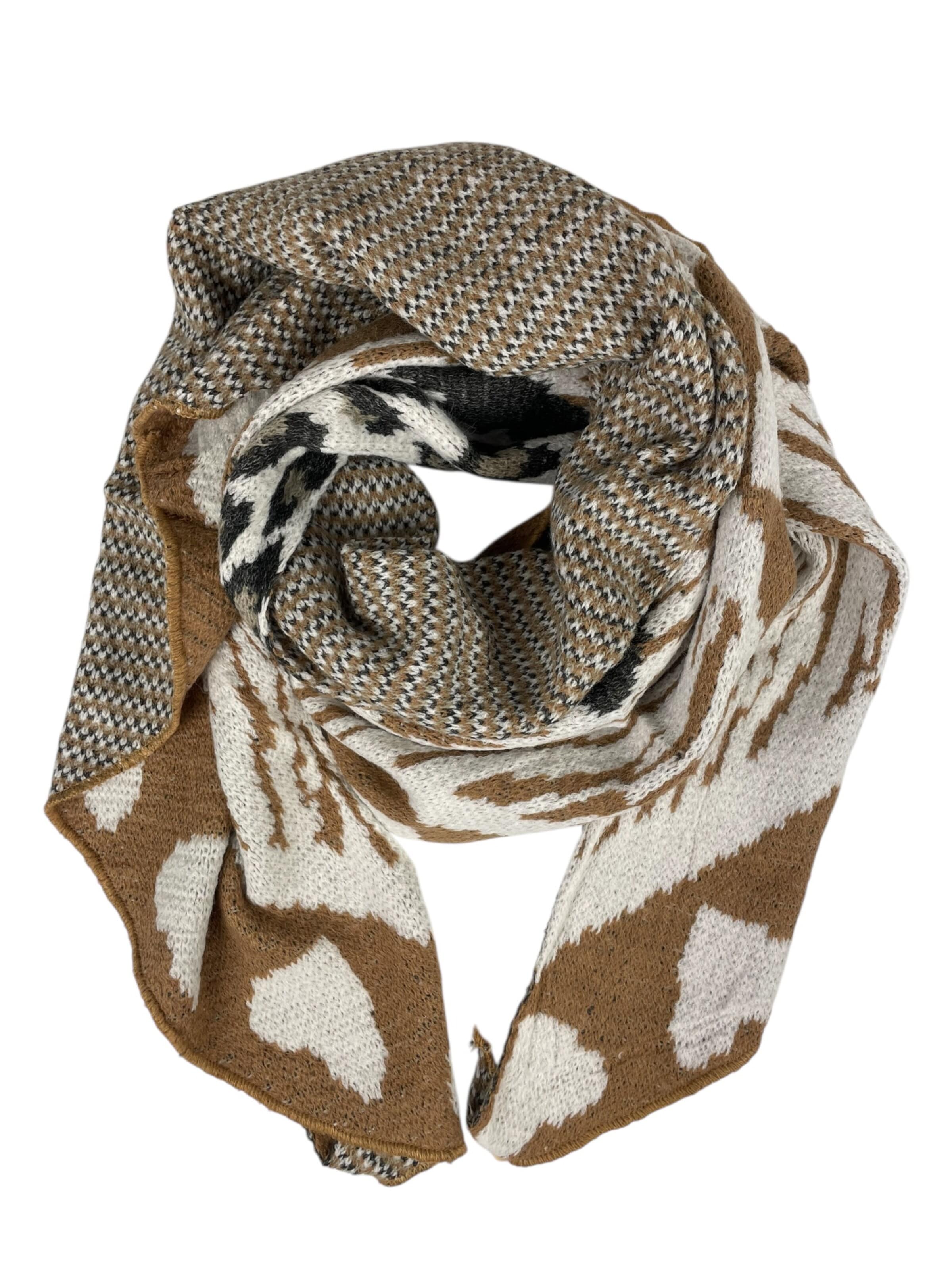 Kumixi Sjaal 'Leopard' in Beige: voorkant
