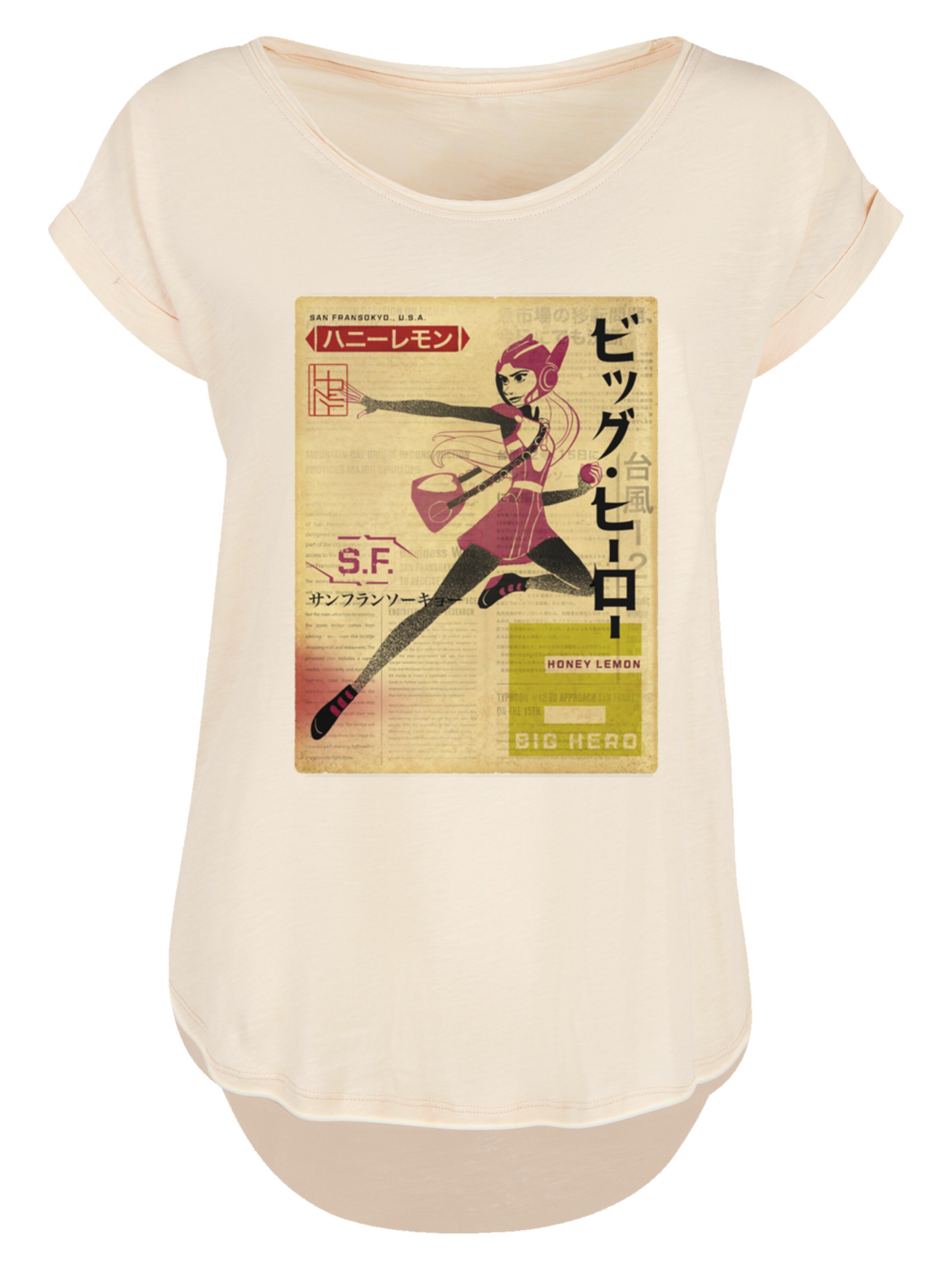 T-shirt 'Big Hero 6 Honey Lemon Newspaper' F4NT4STIC en beige : devant