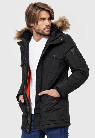 INDICODE JEANS Winterparka ' Carpelan ' in Zwart: voorkant