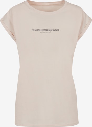 Merchcode T-Shirt 'WD - Believe In Yourself' in Beige: predná strana