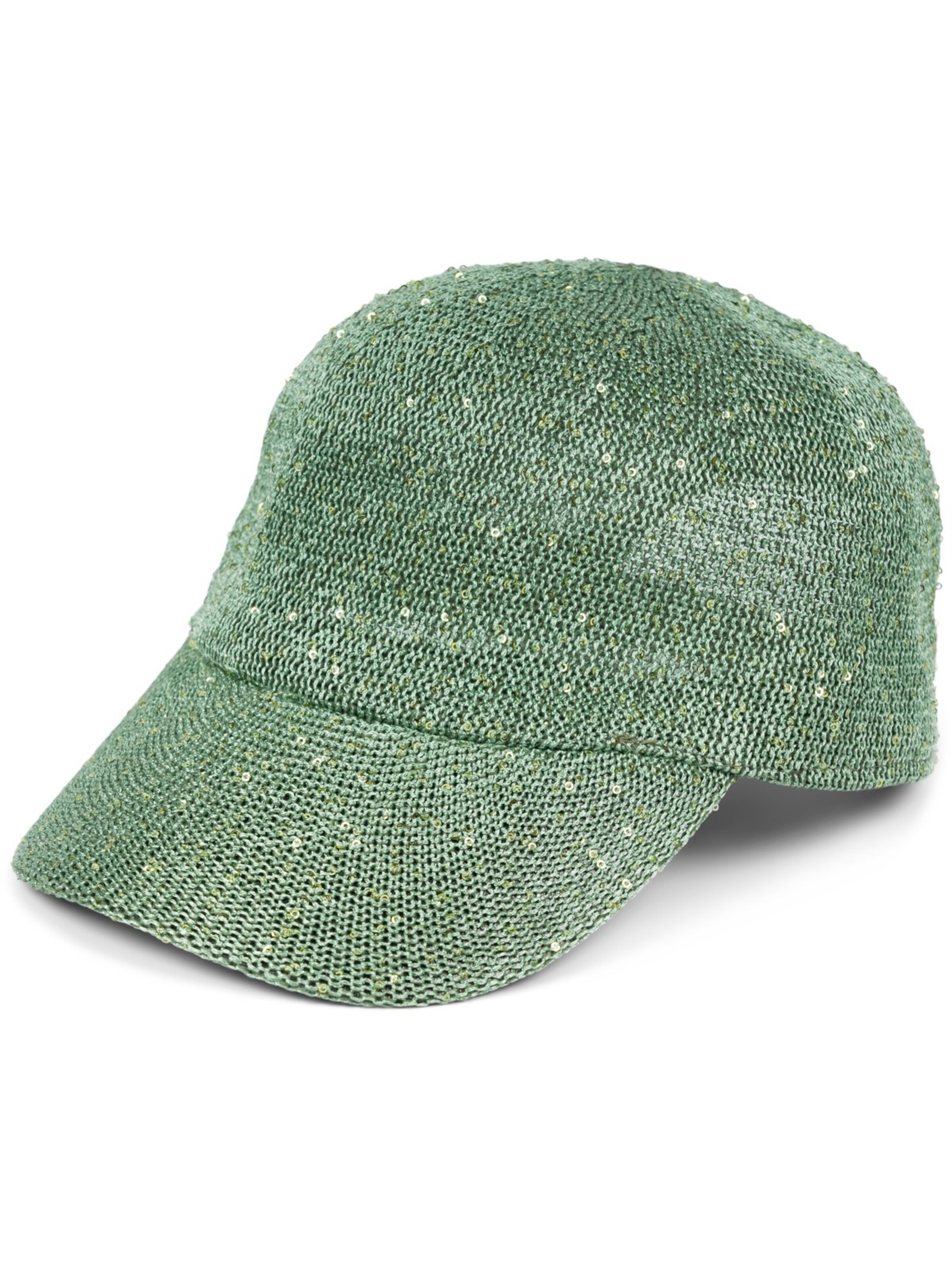 styleBREAKER Cap 'Gewebtes Baseball Cap Pailletten'‌‌‌‌‌‌‌‌ in Grün: Vorderseite