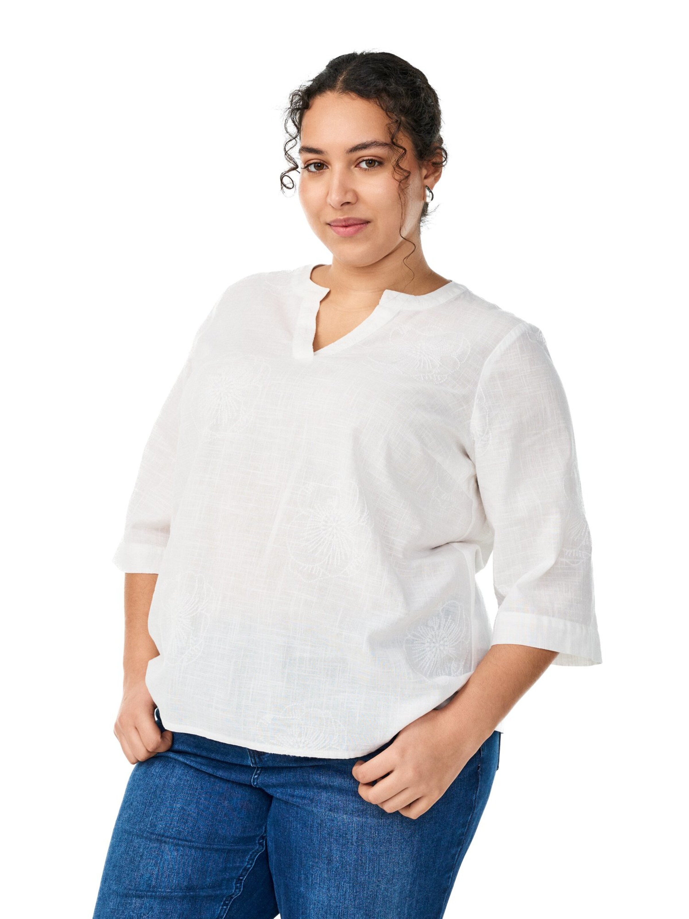 Camicia da donna 'Cananna' di Zizzi in bianco: frontale