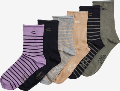 CAMEL ACTIVE Gestreifte Socken aus einem angenehmen Baumwollmix in beige / khaki / lila / schwarz, Produktansicht