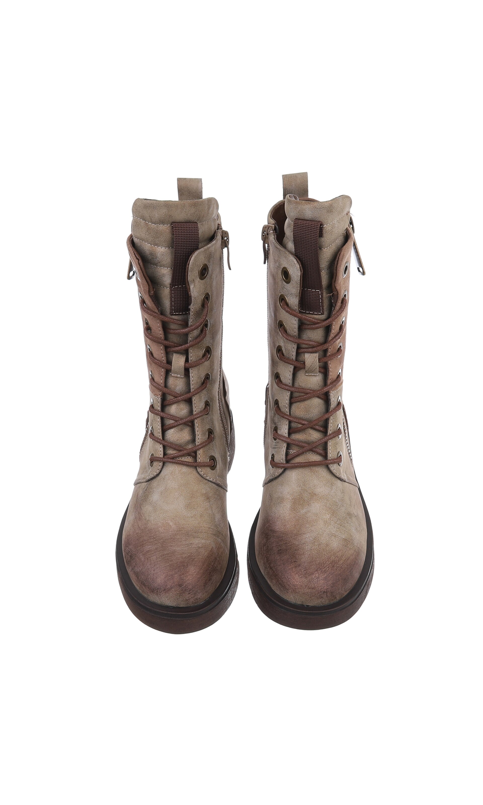 Ital-Design Schnürstiefelette in Beige