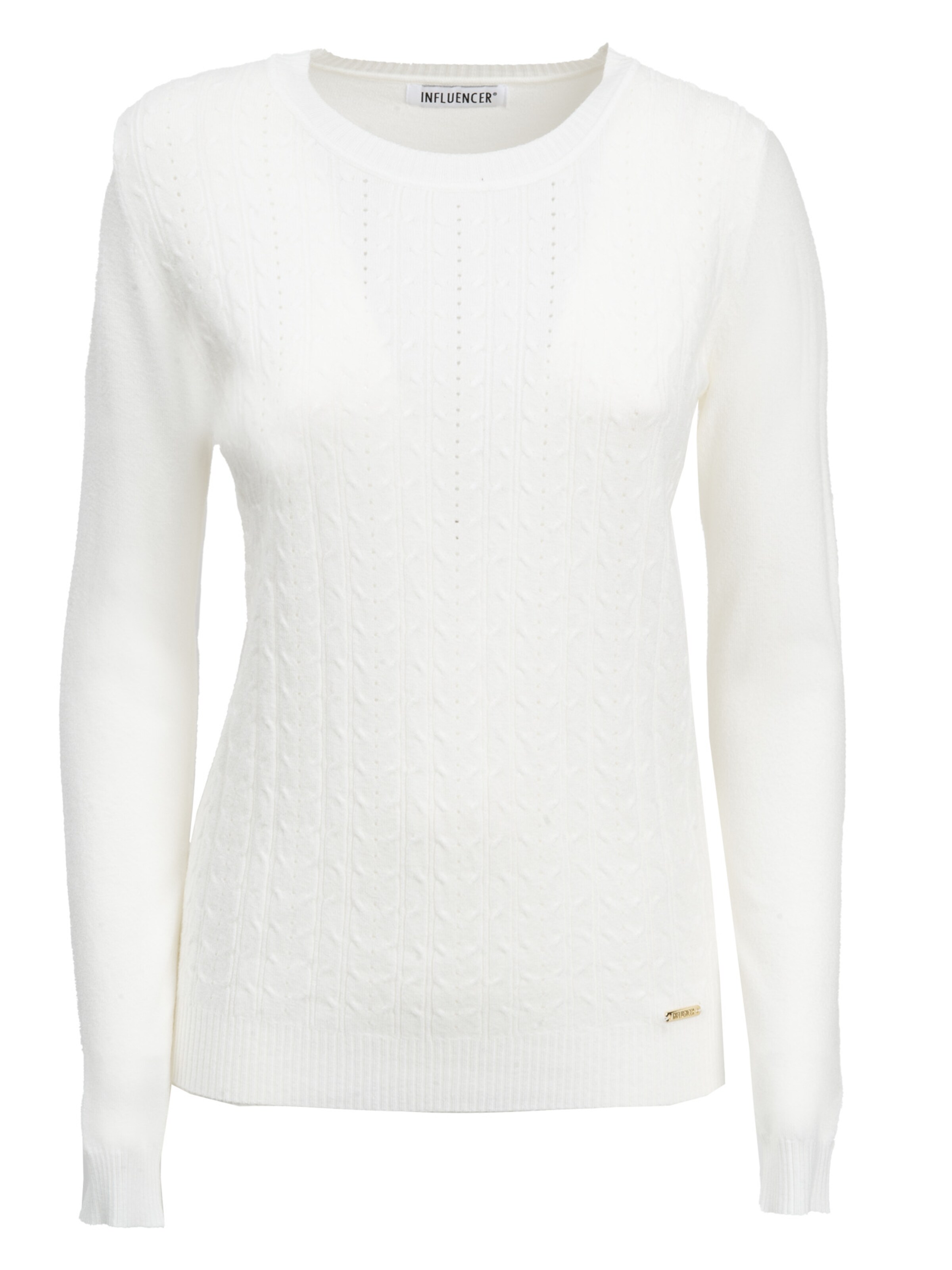 Influencer Pullover in Weiß: Vorderseite
