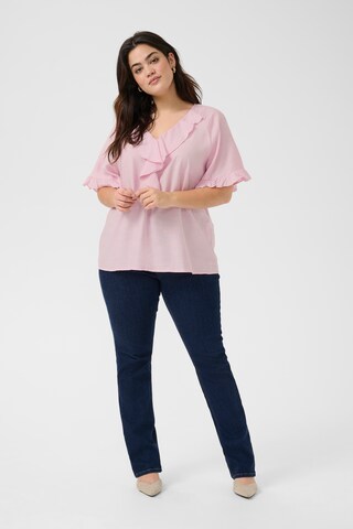 KAFFE CURVE Blouse in Roze