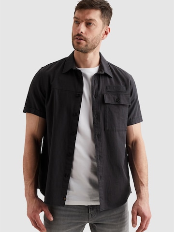 PME Legend Regular fit Skjorta 'Shirt in slub cotton with short sleeves' i grå: framsida