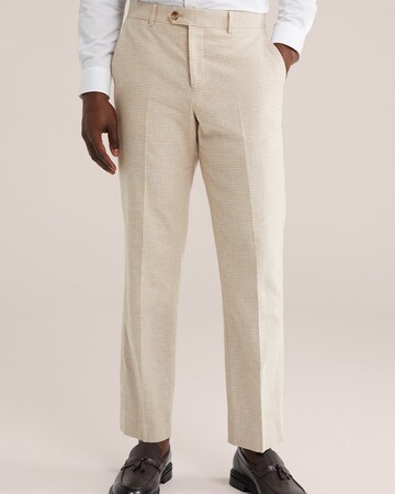 WE Fashion Слим фит Панталон с ръб 'Micropatroon' в бежово: отпред