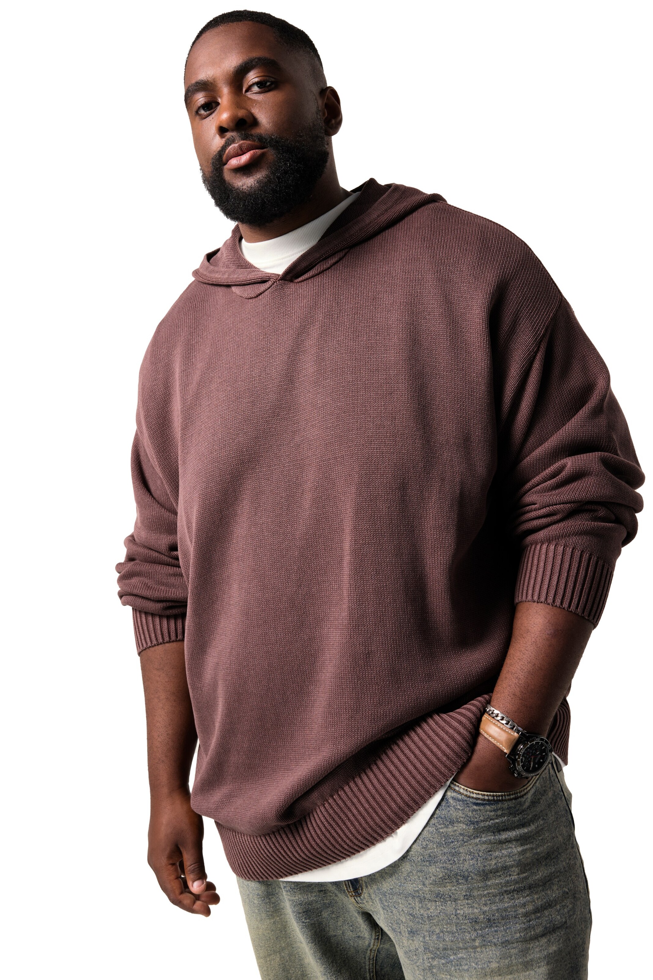 STHUGE Trui in Bruin: voorkant