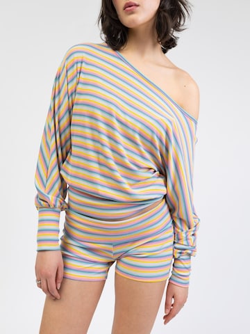 BROKE + SCHÖN Shirt 'Offshoulder Langarmshirt in Regenbogenfarben'‌‌‌‌‌‌‌‌ in Mischfarben