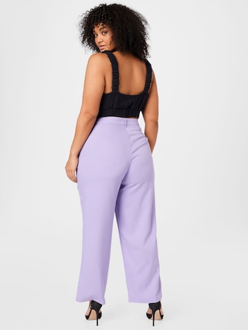 Noisy May Curve Regular Pleat-Front Pants 'ALMOND' in Purple