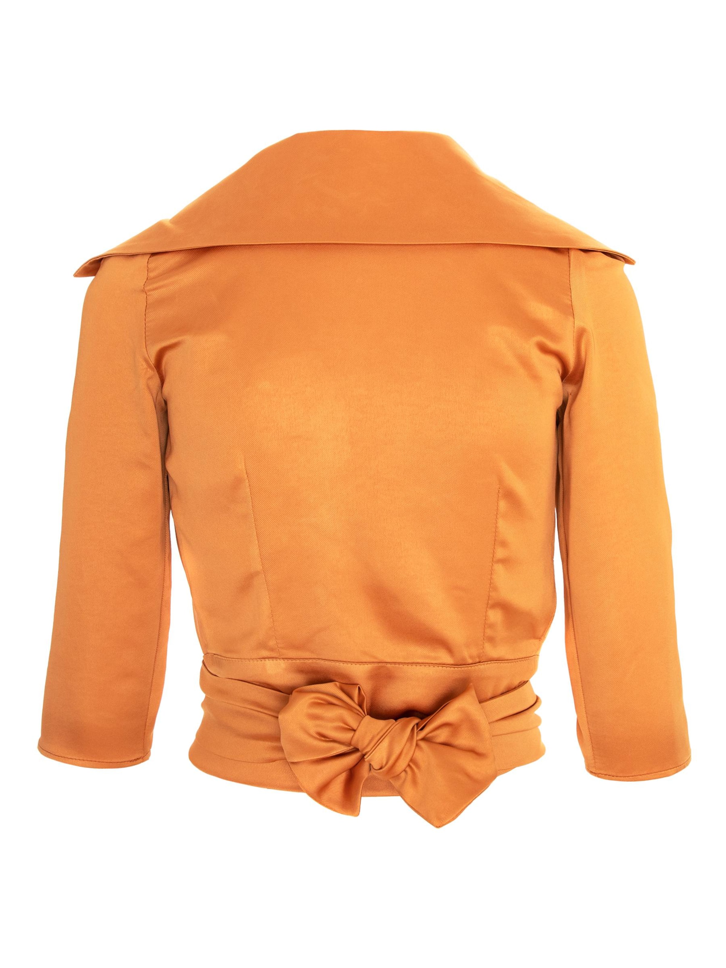 AVENUE N°29 Bluse 'Satin Lapel Wrap Blouse With Bow'‌‌‌‌‌‌‌‌ in Orange