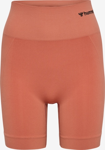 Skinny Pantalon de sport Hummel en orange : devant