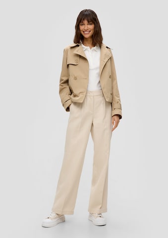 s.Oliver Wide leg Pleat-Front Pants in Beige: front