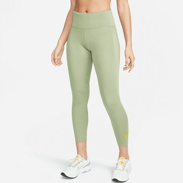 NIKE Skinny Workout Pants in Green: front