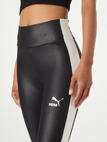 PUMA Skinny Spodnie sportowe 'T7 Shiny' w kolorze czarny