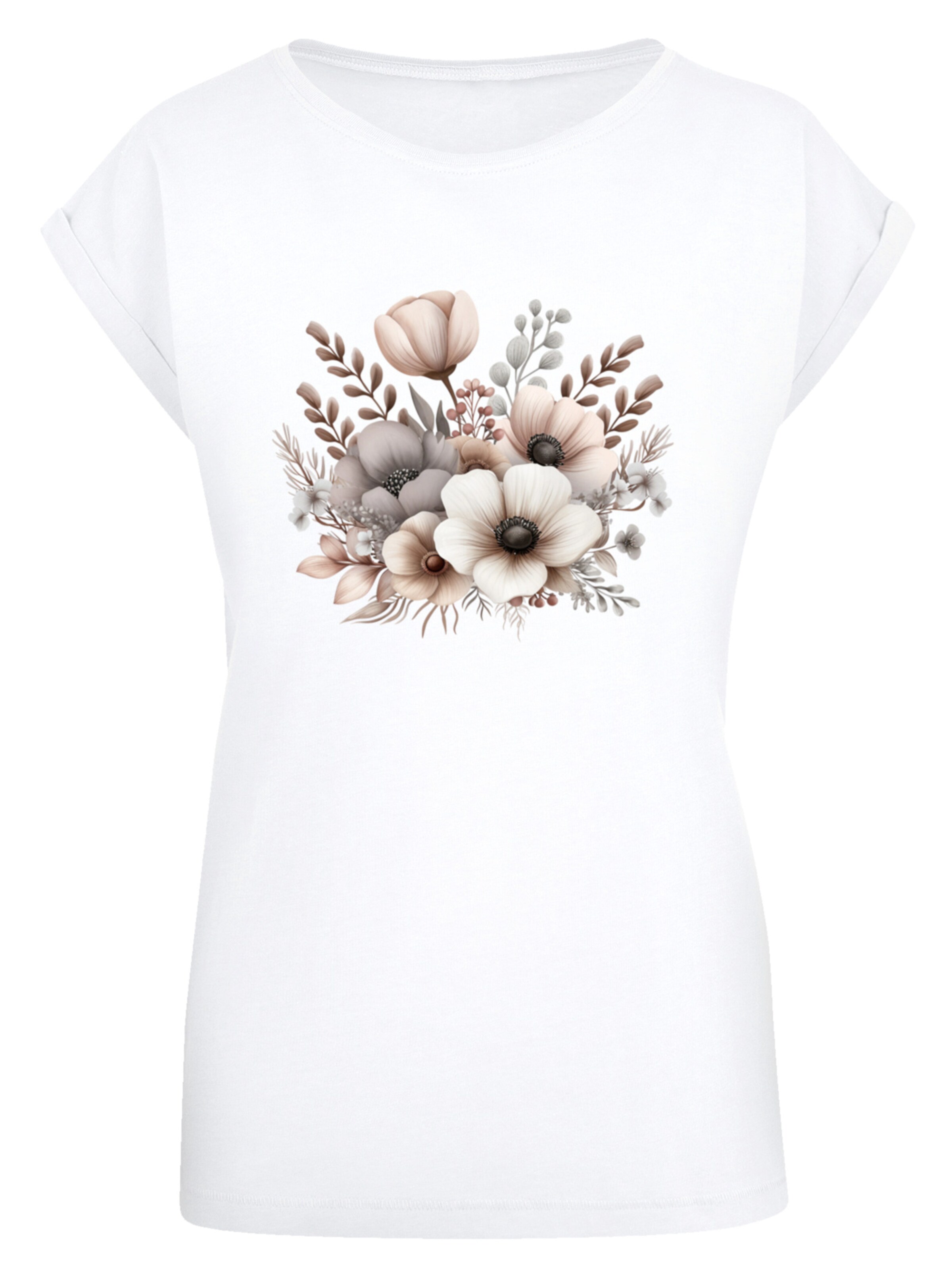 T-shirt 'Blumenstrauß Boho' F4NT4STIC en blanc : devant