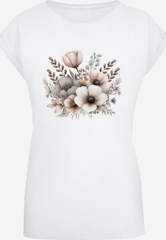 T-shirt 'Blumenstrauß Boho' F4NT4STIC en blanc : devant