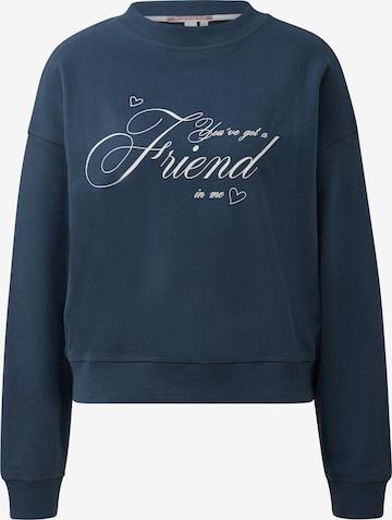 Sweat-shirt QS en bleu : devant