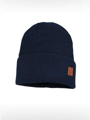 MAXIMO Mütze 'KIDS-Beanie, Umschlagrand Perlfang, Jerseyfutter'‌‌‌‌‌‌‌ in Blau: Vorderseite