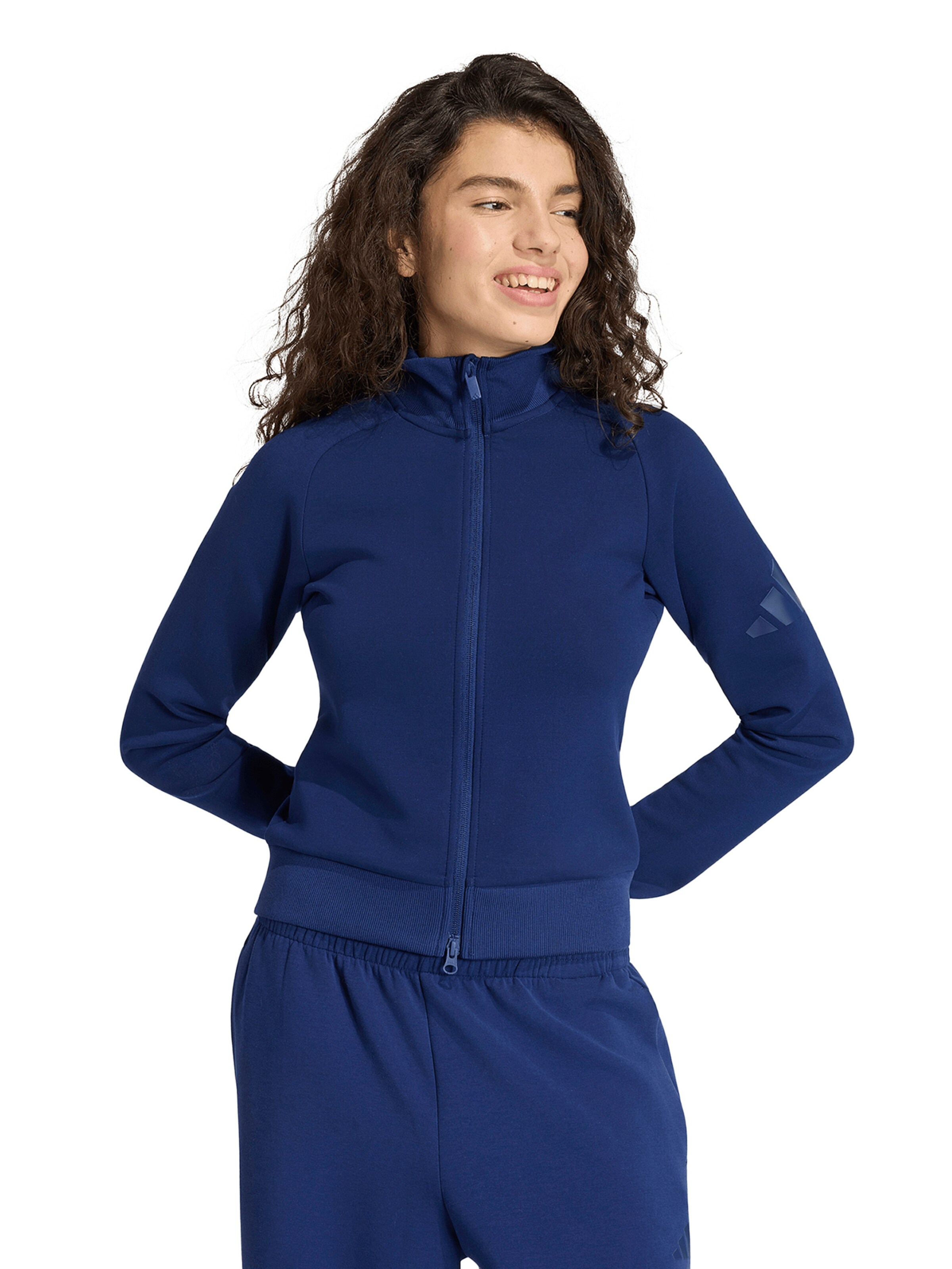 ADIDAS SPORTSWEAR Sportsweatjacke 'Soft Lux' in Blau: Vorderseite