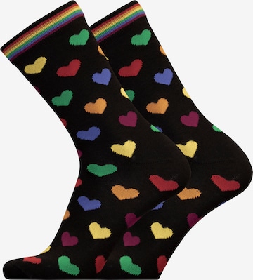 UphillSport Socks 'RAINBOW HEARTS' in Black: front