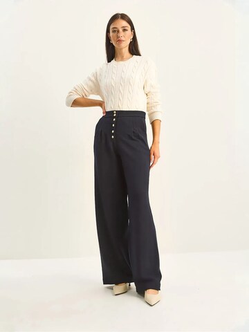 Bianco Lucci Wide leg Bandplooibroek in Blauw