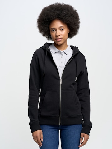 BIG STAR Zip-Up Hoodie in Black: front