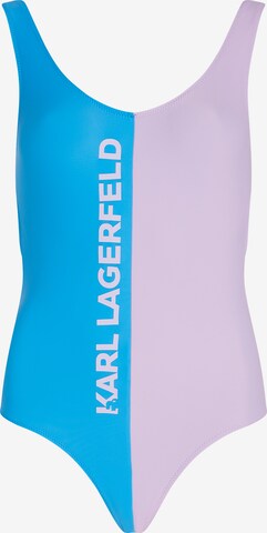 Karl Lagerfeld Bralette Swimsuit in Blue: front