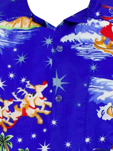 King Kameha Regular Fit Hemd 'Christmas Surf Santa'‌‌‌‌‌‌‌ in Blau