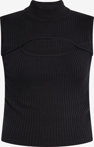 faina Knitted Top in Black: front