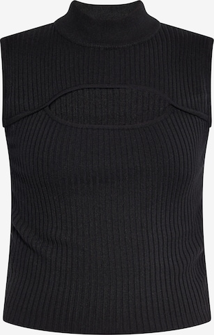 faina Knitted Top in Black: front