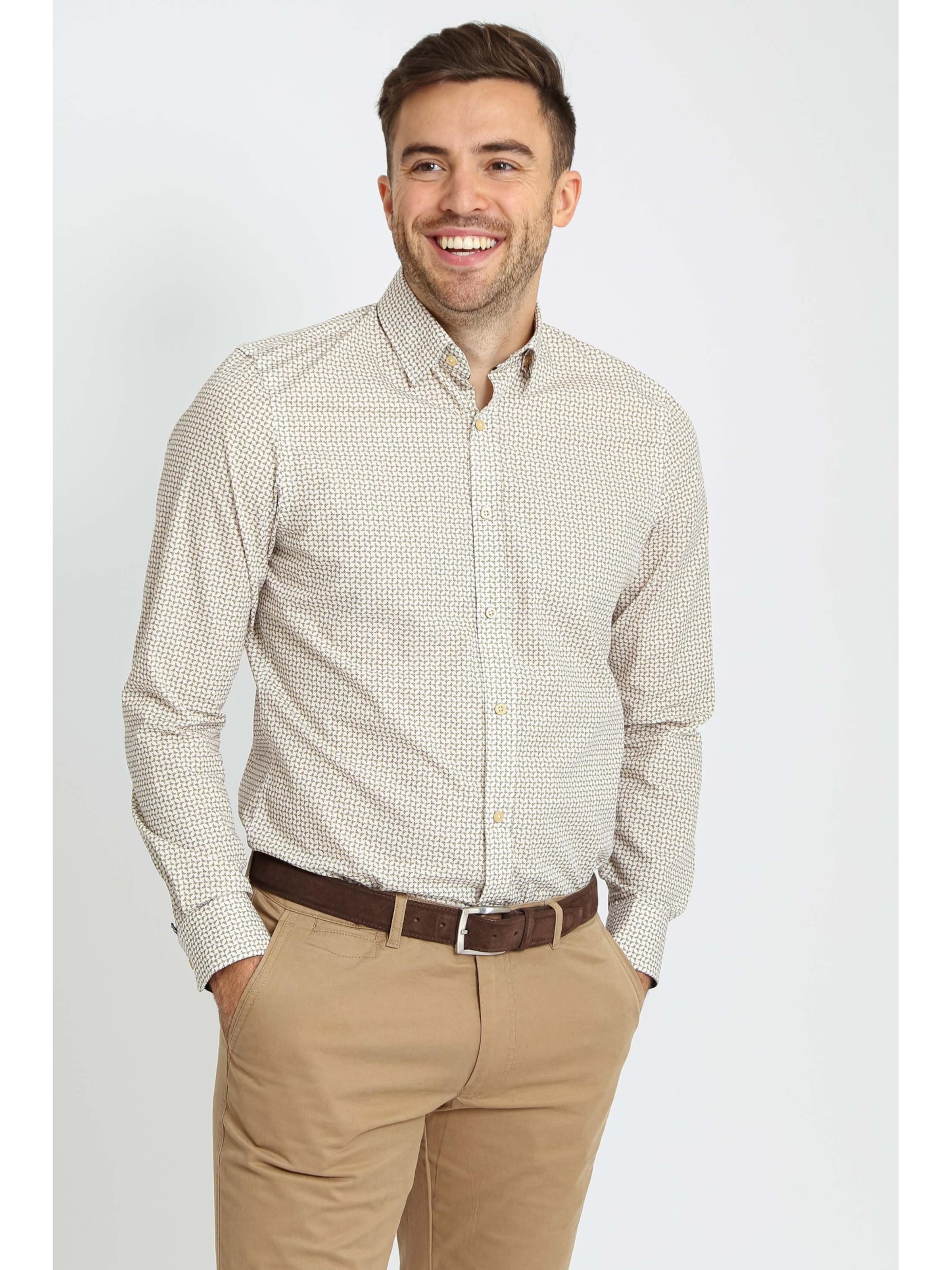 Suitable Slim fit Overhemd in Beige